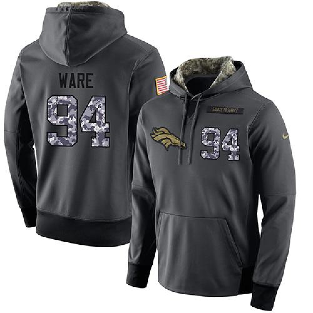 NFL Men's  Denver Broncos #94 DeMarcus Ware Stitched Black Anthracite Salute to Service Player Performance Hoodie