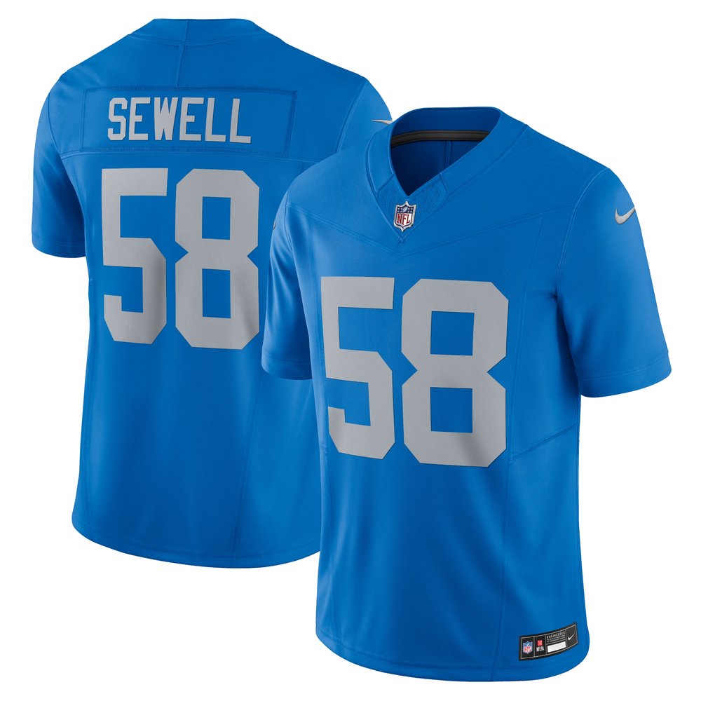 Men's Detroit Lions #58 Penei Sewell  Blue Vapor F.U.S.E. Alternate Limited Jersey
