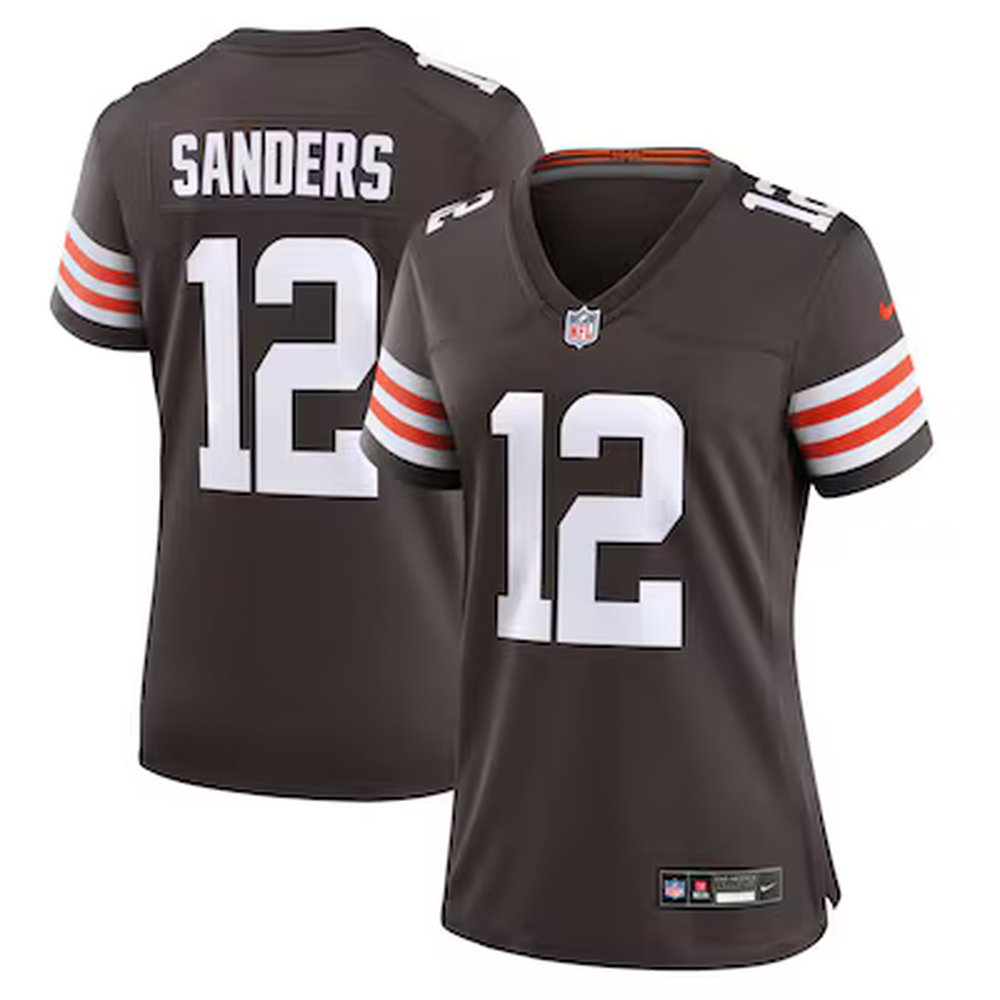 Women's Cleveland Browns #12 Shedeur Sanders Nike Brown 2025 NFL Draft Game Jersey
