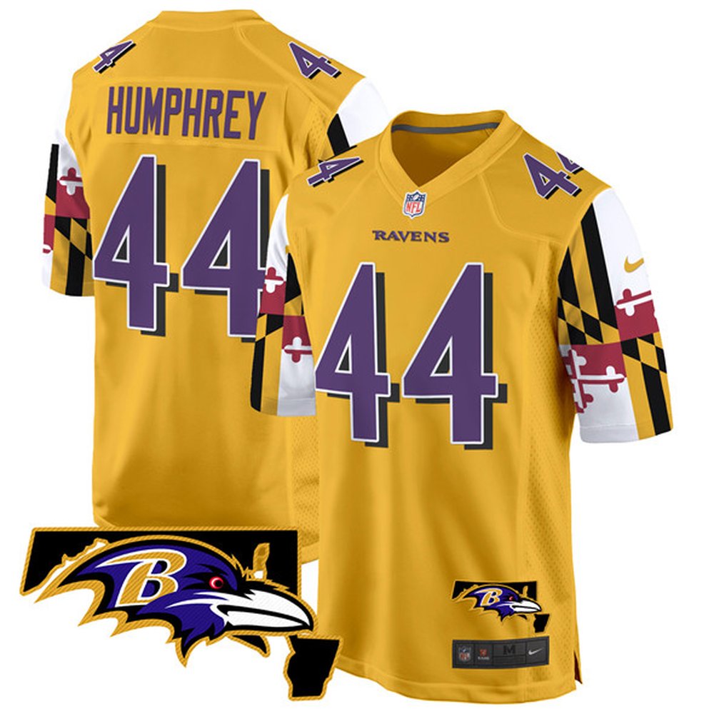 Youth Baltimore Ravens #44 Marlon Humphrey Gold 2025 Maryland Flag Vapor Limited Football Game Jersey