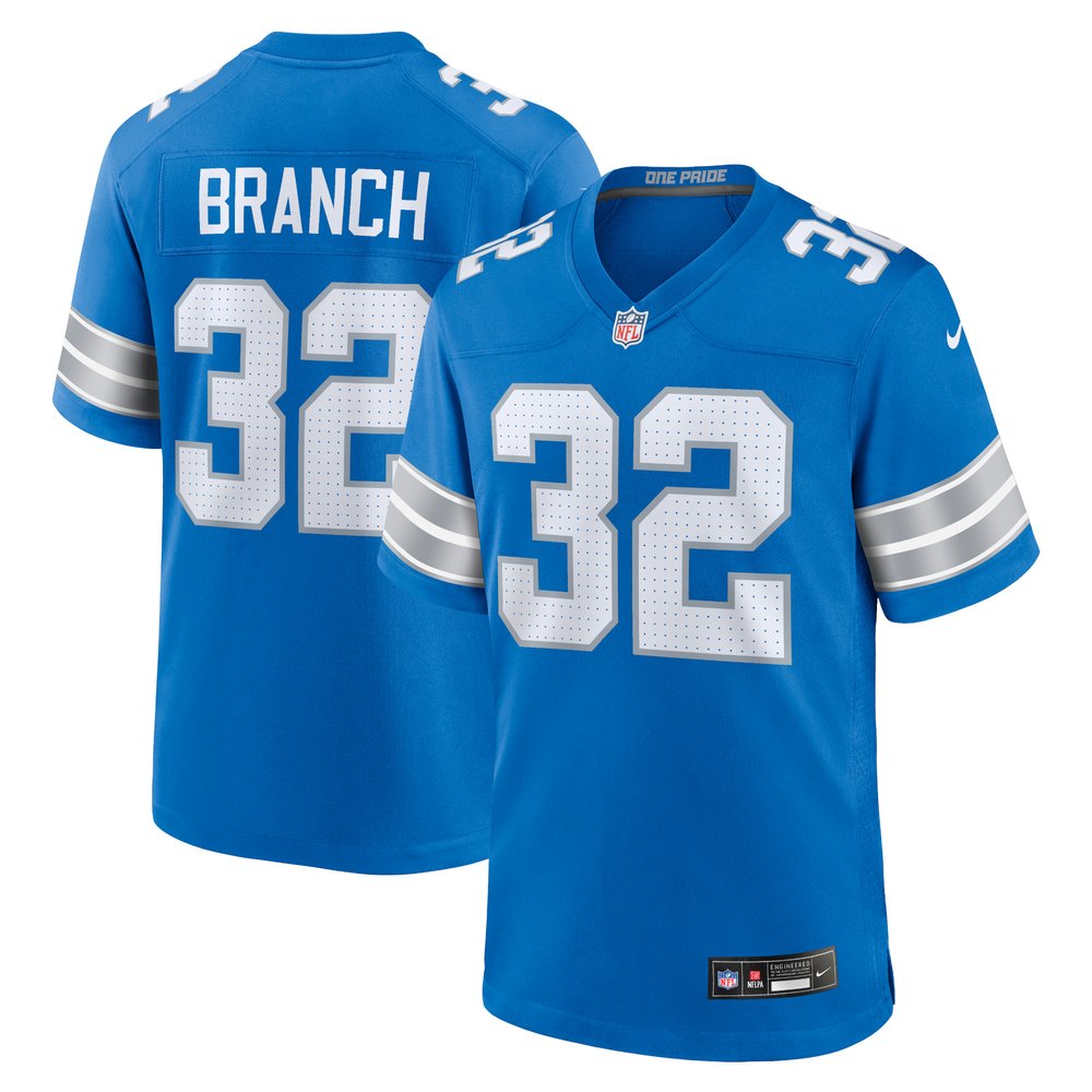 Men's Detroit Lions Brian Branch  Blue Game Jersey
