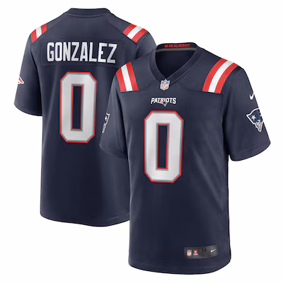 Christian Gonzalez New England Patriots Nike Team Game Jersey - Navy