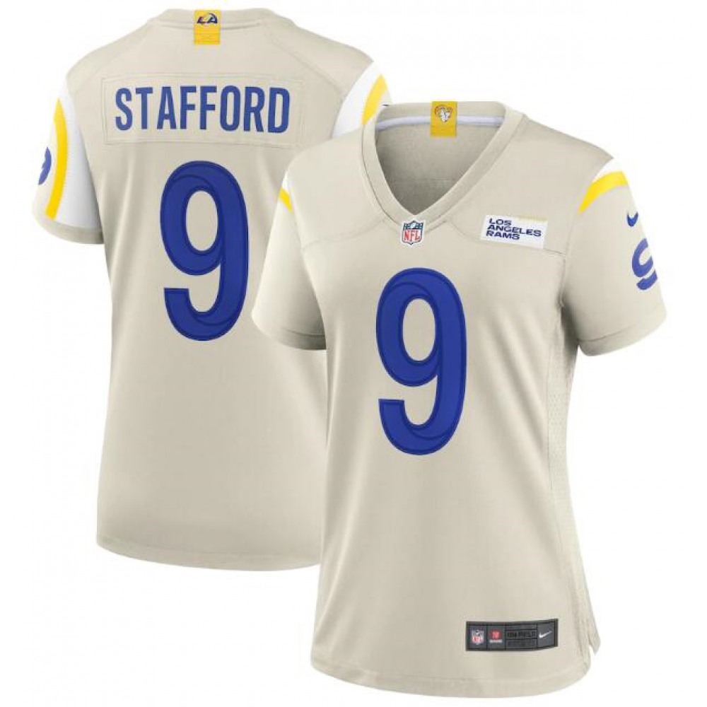 Women's Los Angeles Rams #9 Matthew Stafford Bone Vapor Untouchable Limited Stitched Jersey(Run Small)