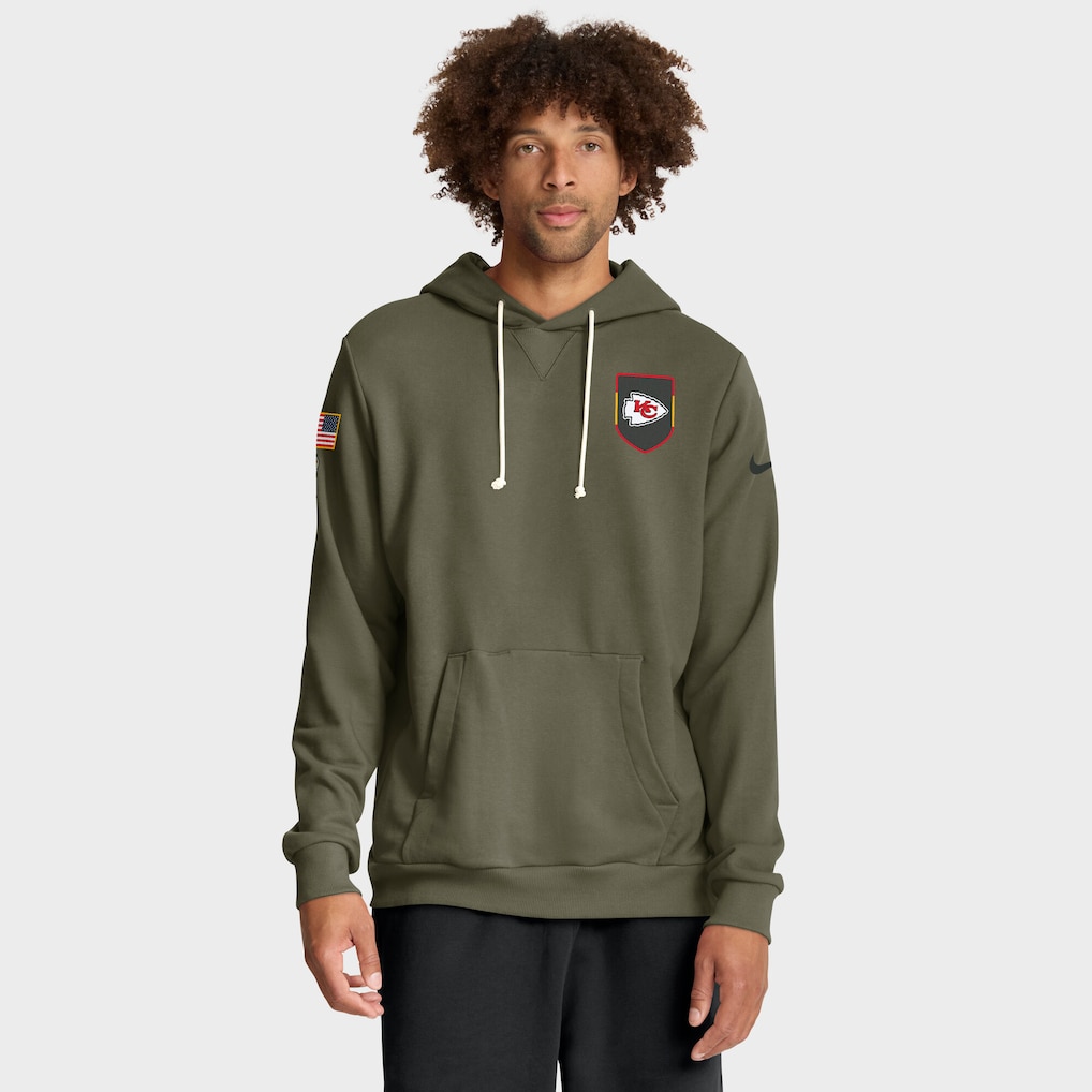 Men's Kansas City Chiefs Nike Olive 2025 Salute to Service Sideline Standard Issue Dri-FIT Hoodie