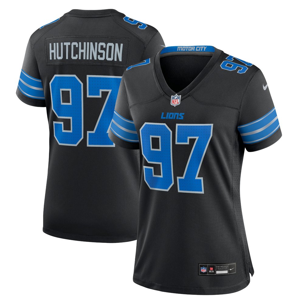 Women's Detroit Lions #97 Aidan Hutchinson  Black 2nd Alternate Game Jersey
