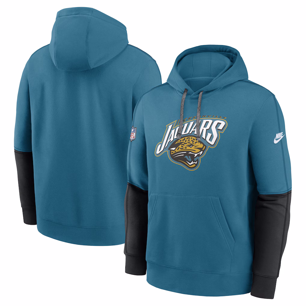 Men's Jacksonville Jaguars Nike Teal Throwback Alternate Logo Team Issue Club Pullover Hoodie