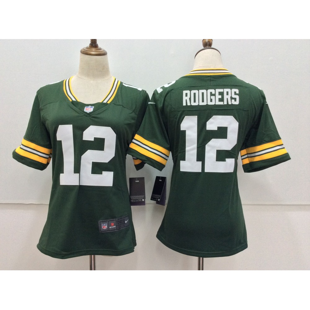 Women's  Green Bay Packers #12 Rodgers Green Limited Stitched NFL Jersey