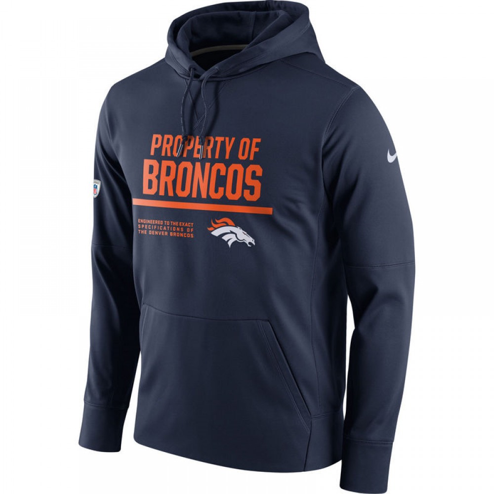 Men's Denver Broncos  Navy Circuit Property Of Performance Pullover Hoodie