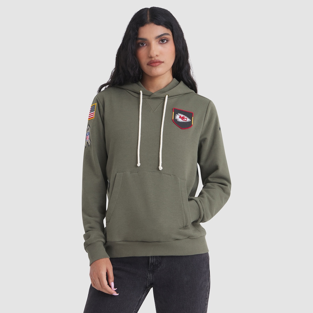 Women's Kansas City Chiefs Nike Olive 2025 Salute to Service Sideline Standard Issue Dri-FIT Hoodie