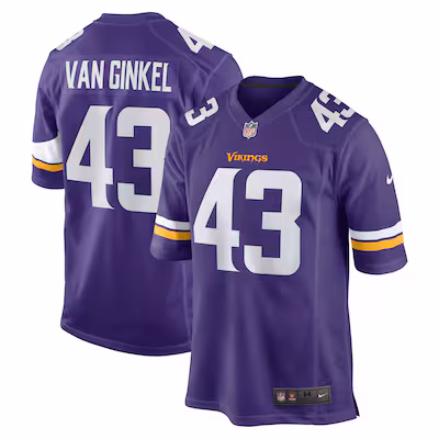 Andrew Van Ginkel Minnesota Vikings Nike Team Game Jersey - Purple