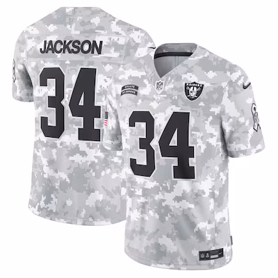 Bo Jackson Las Vegas Raiders Nike 2024 Salute to Service Retired Player Limited Jersey - Arctic Camo
