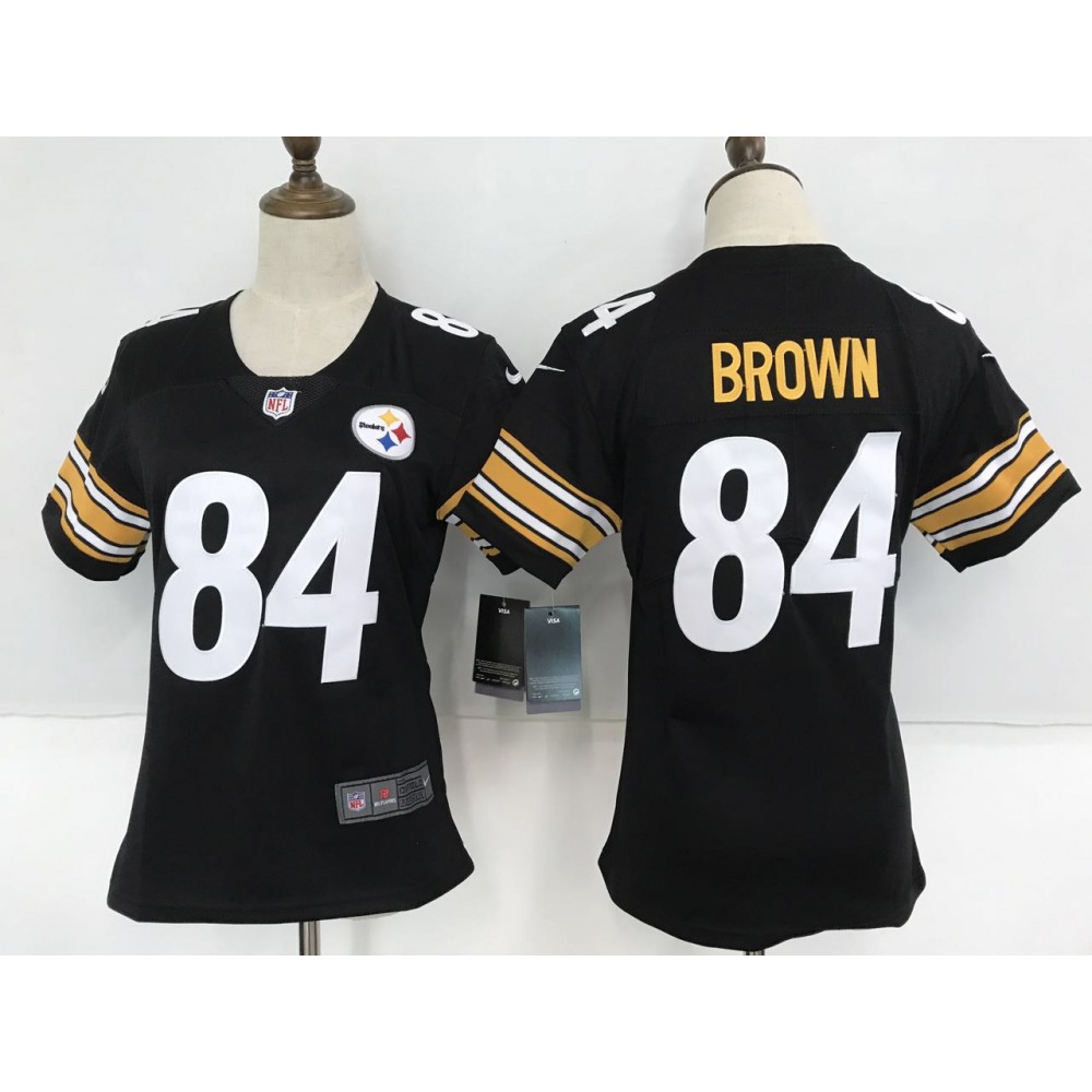 Women's  Pittsburgh Steelers #84 Antonio Brown Black Team Color Stitched NFL Vapor Untouchable Limited Jersey