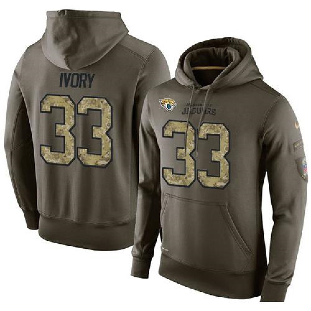 NFL Men's  Jacksonville Jaguars #33 Chris Ivory Stitched Green Olive Salute To Service KO Performance Hoodie