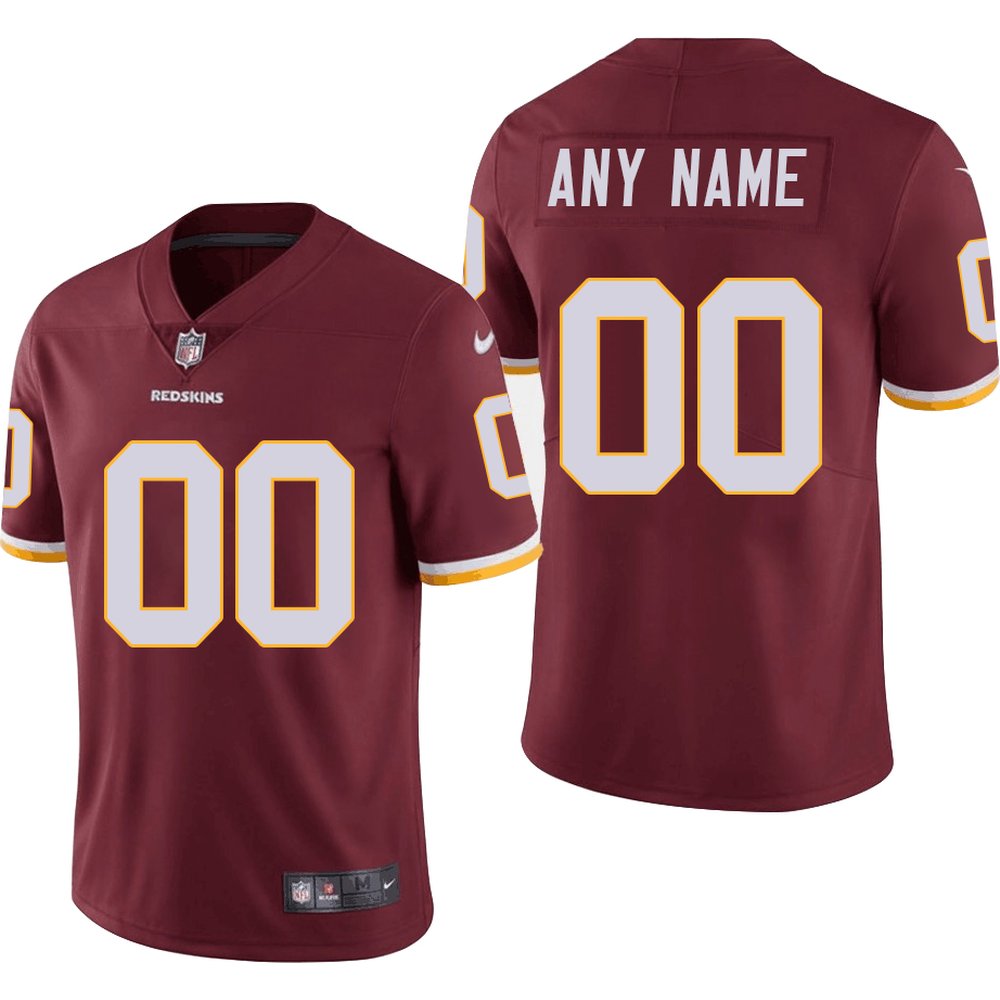 Youth Washington Commanders Custom Burgundy Vapor Stitched Football Jersey