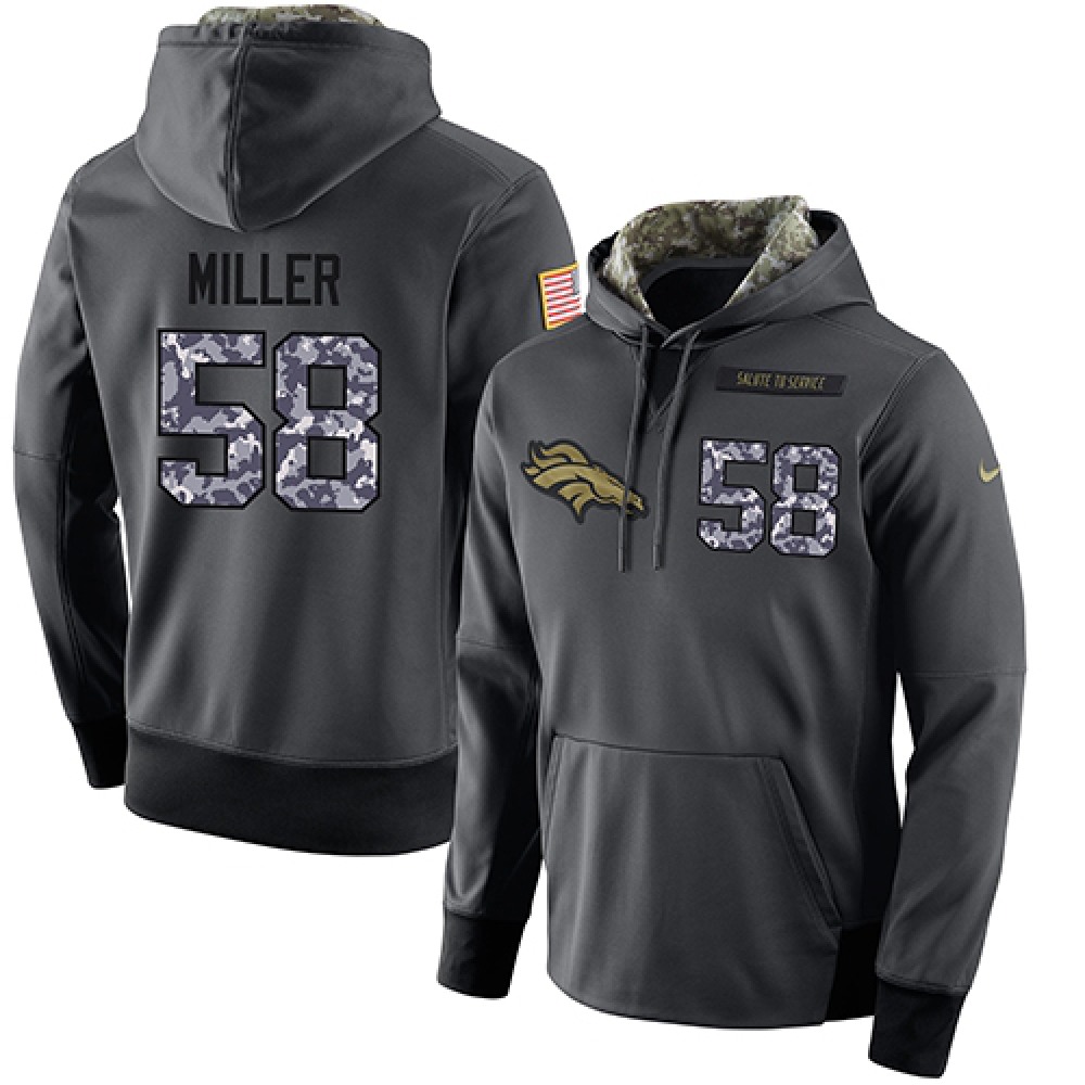 NFL Men's  Denver Broncos #58 Von Miller Stitched Black Anthracite Salute to Service Player Performance Hoodie