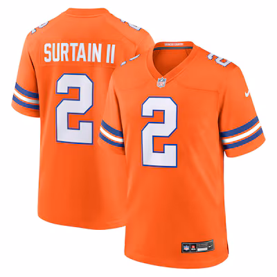Patrick Surtain II Denver Broncos Nike Mile High Collection 1977 Throwback Player Game Jersey - Orange