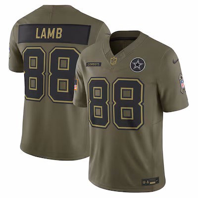 CeeDee Lamb Dallas Cowboys Nike 2025 Salute to Service Limited Jersey - Olive