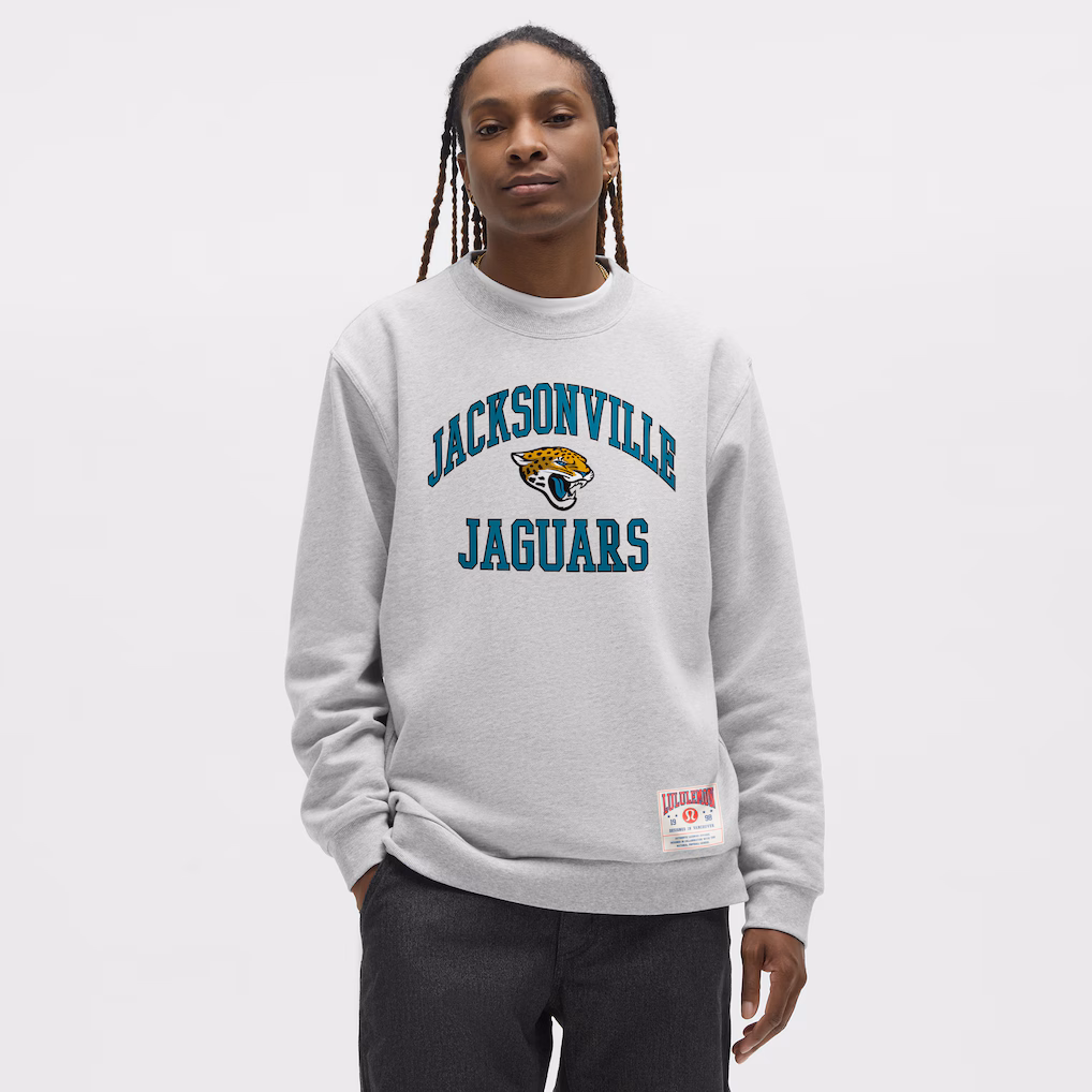Men's Jacksonville Jaguars lululemon Heathered Silver Drop Steady State Sweatshirt
