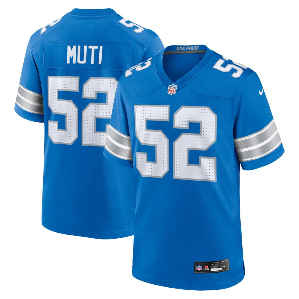 Men's Detroit Lions Netane Muti   Blue Game Jersey