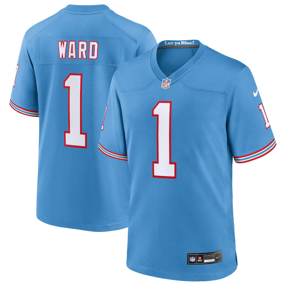 Youth Tennessee Titans #1 Cameron Ward Nike Light Blue 2025 NFL Draft First Round Pick 2nd Game Jersey