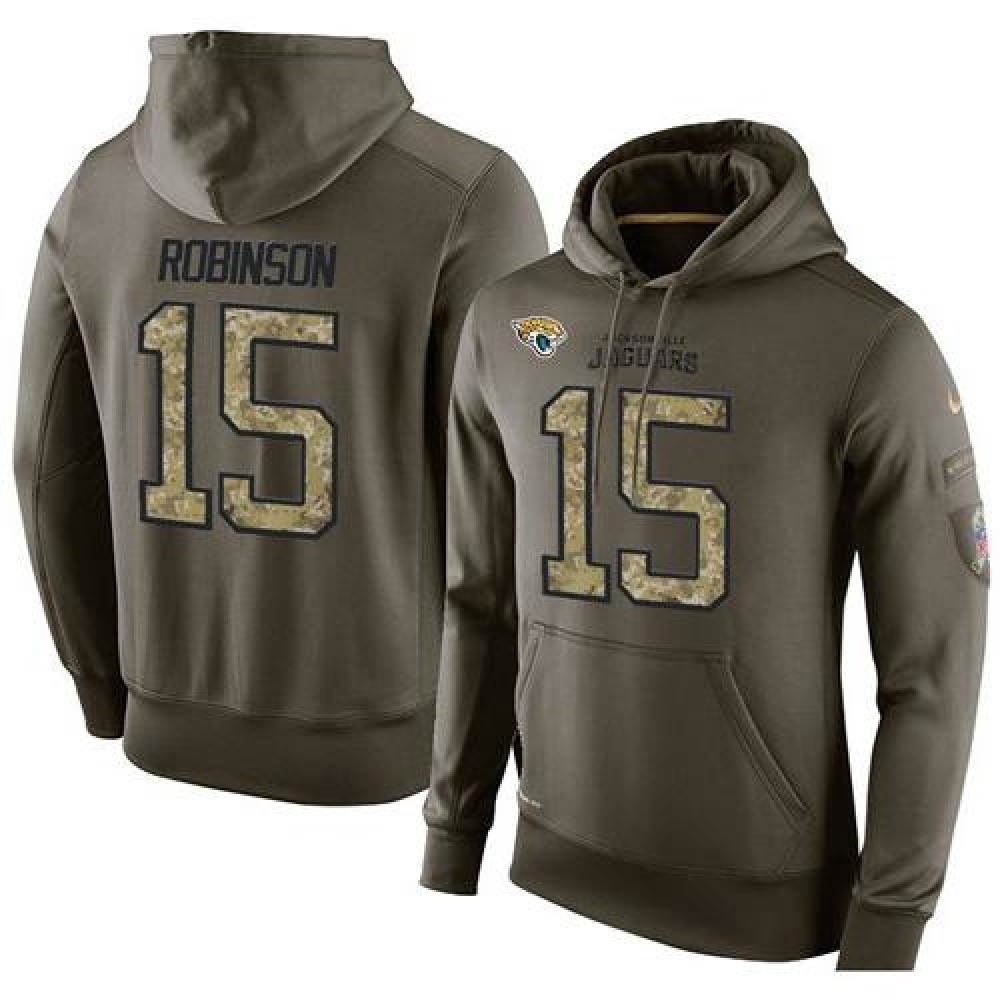 NFL Men's  Jacksonville Jaguars #15 Allen Robinson Stitched Green Olive Salute To Service KO Performance Hoodie