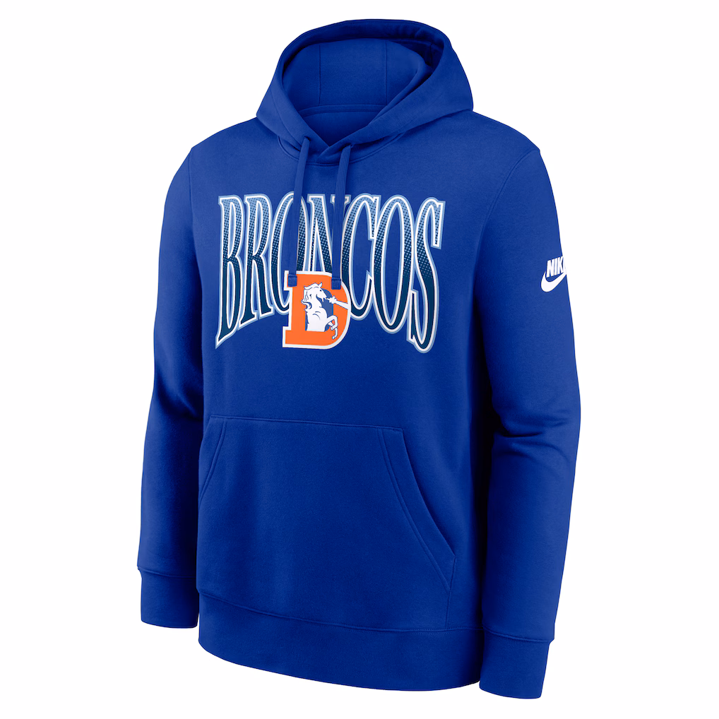 Men's Denver Broncos Nike Royal Full Blitz Club Fleece Pullover Hoodie