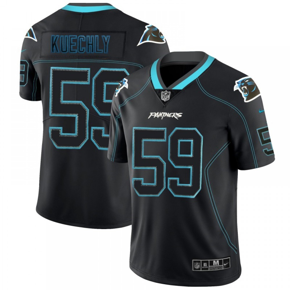 Men's  Carolina Panthers #59 Luke Kuechly NFL 2018 Lights Out Black Color Rush Limited Jersey