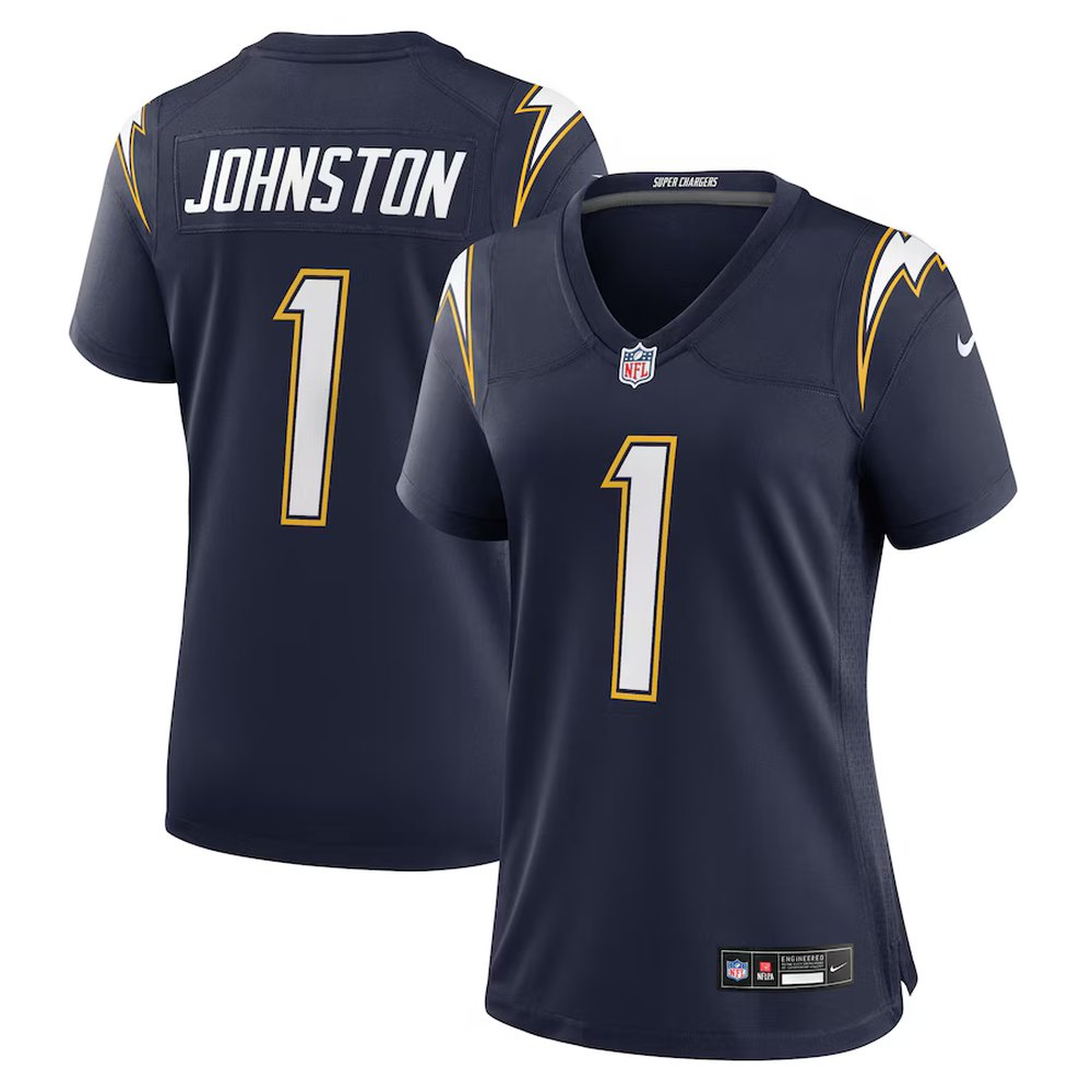 Women's Los Angeles Chargers #1 Quentin Johnston Nike Navy Alternate Super Chargers Game Jersey