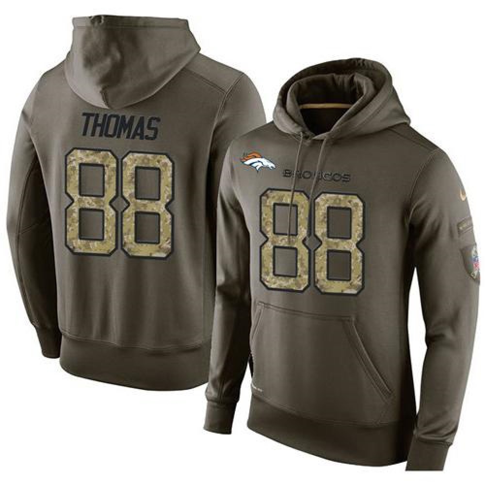 NFL Men's  Denver Broncos #88 Demaryius Thomas Stitched Green Olive Salute To Service KO Performance Hoodie