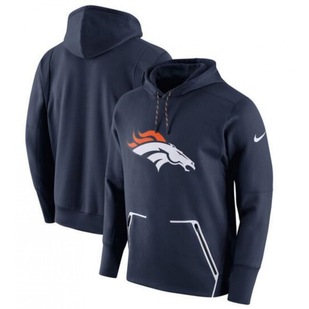 Men's  Denver Broncos Navy Champ Drive Vapor Speed Pullover Hoodie