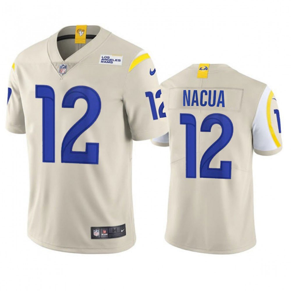 Men's Los Angeles Rams #12 Puka Nacua Nike Bone Vapor F.U.S.E. Limited Player Jersey
