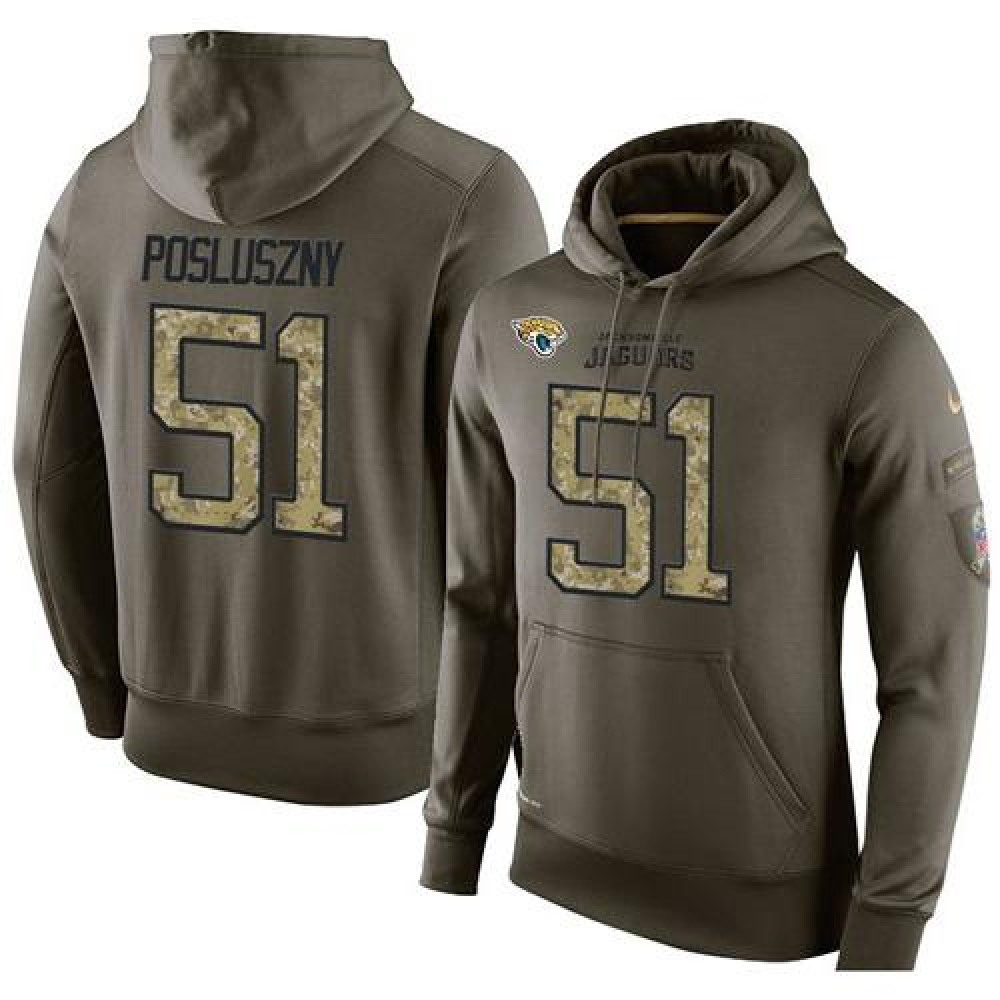 NFL Men's  Jacksonville Jaguars #51 Paul Posluszny Stitched Green Olive Salute To Service KO Performance Hoodie