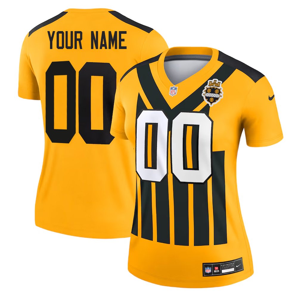 Women's Pittsburgh Steelers Custom Nike Gold Alternate 1933 Throwback Game Jersey