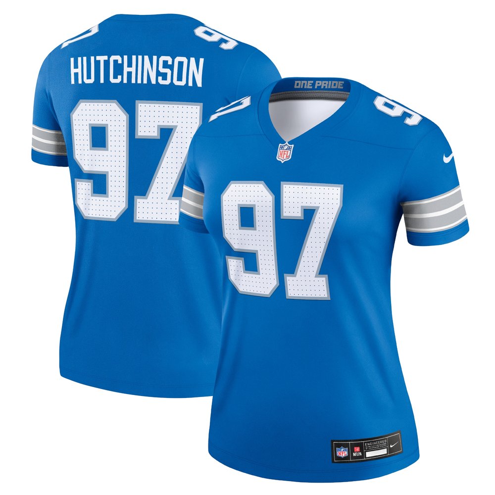 Women's Detroit Lions #97 Aidan Hutchinson  Blue Legend Jersey