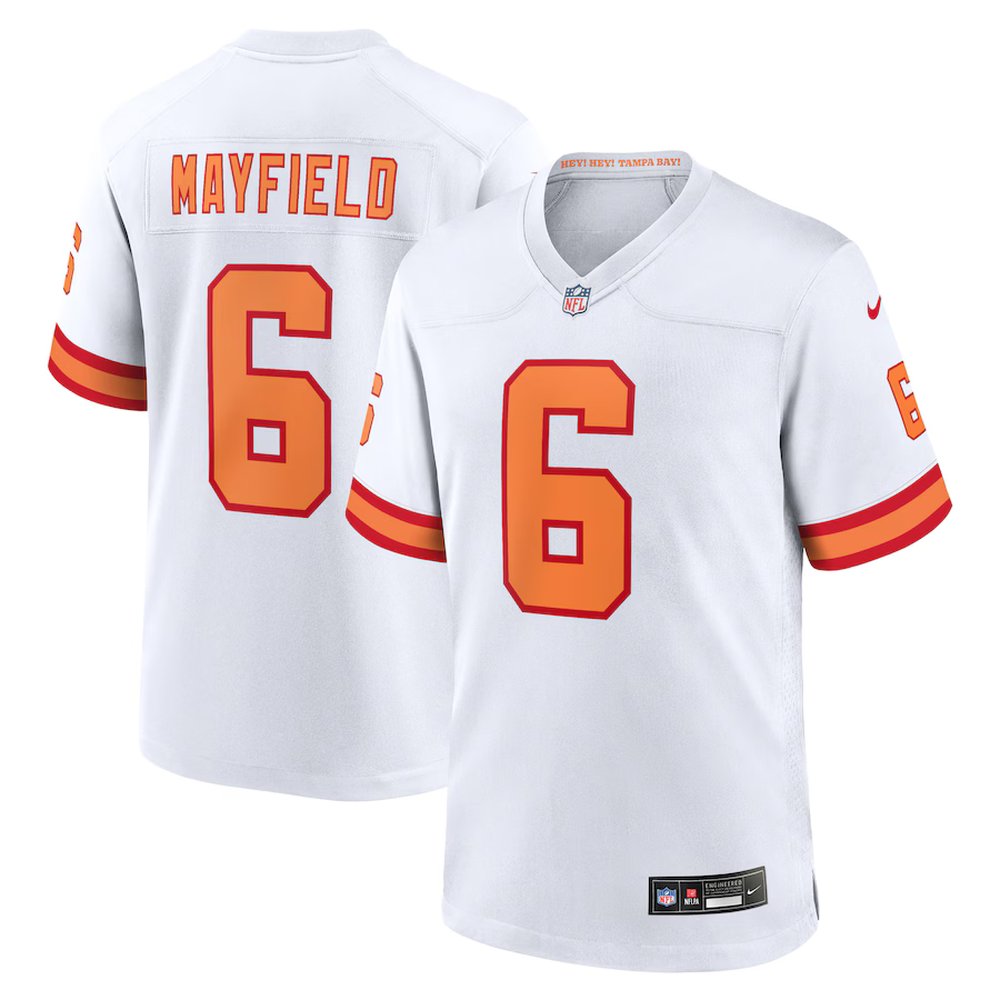 Youth '76 Tampa Bay Buccaneers #6 Baker Mayfield Nike White Player Game Jersey