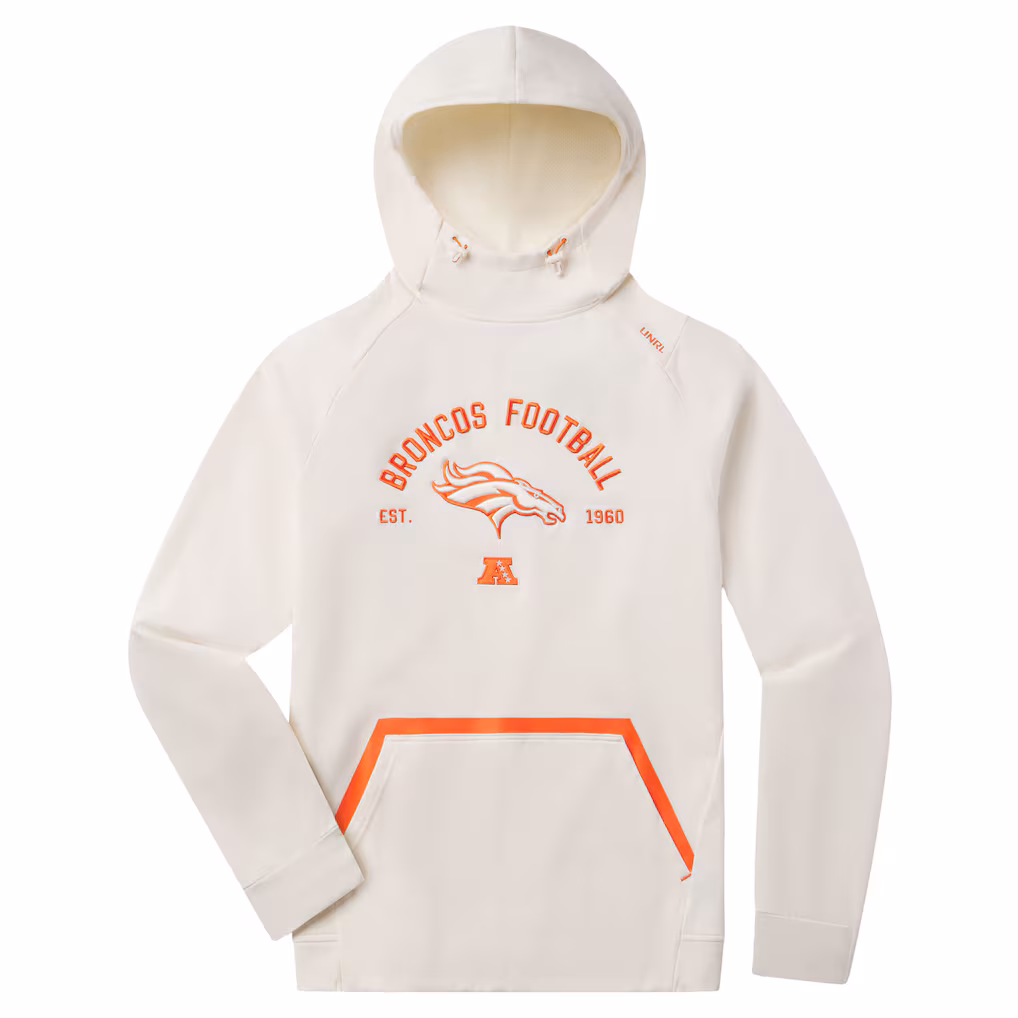 Men's Denver Broncos UNRL White '25 Crossover Hoodie II