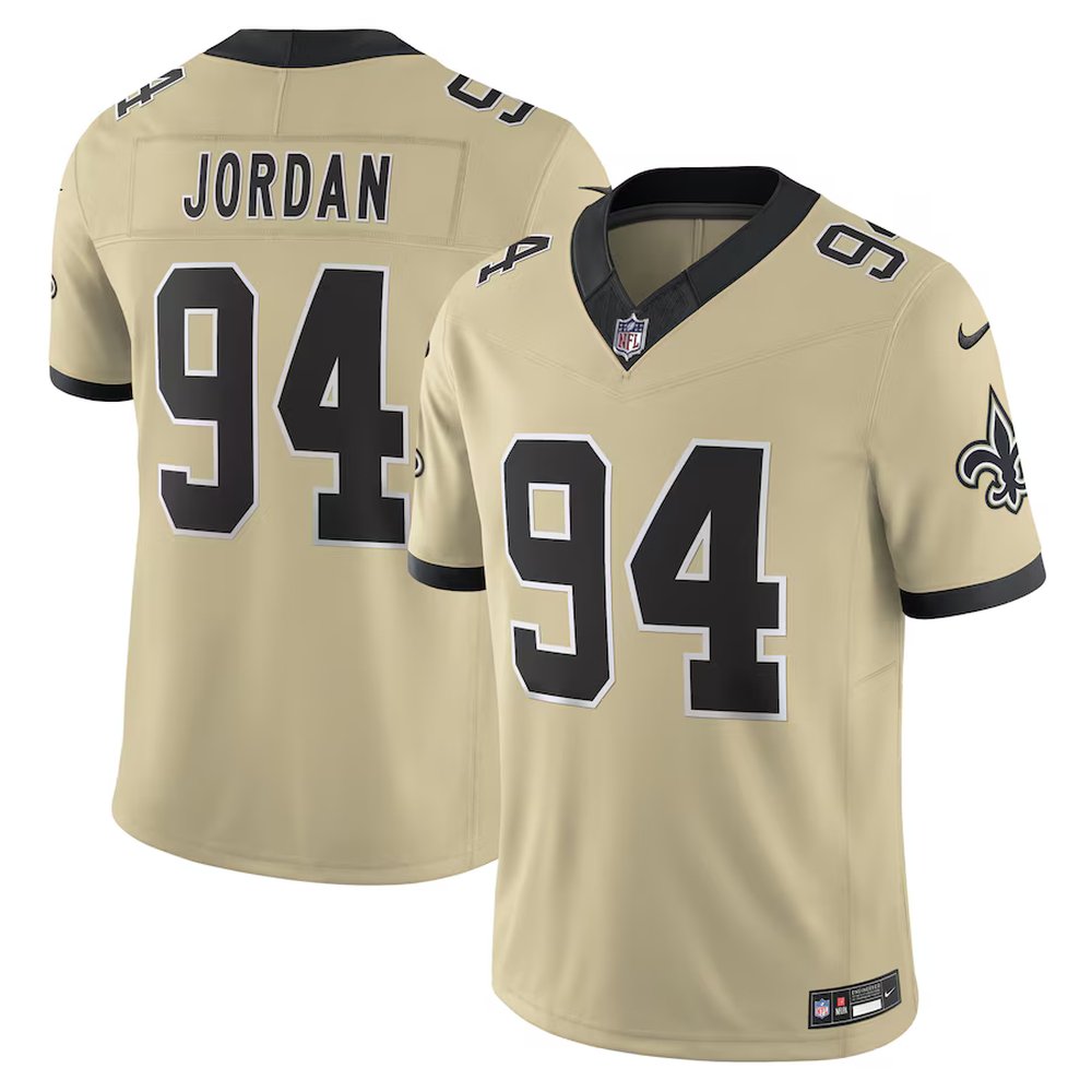 Youth New Orleans Saints #94 Cameron Jordan Nike Gold Alternate Gameday Golds Alternate Vapor F.U.S.E. Limited Jersey