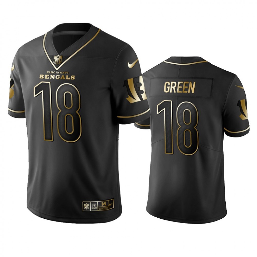 Men's Cincinnati Bengals  #18 A.J. Green 2019 Black Gold Edition Stitched NFL Jersey