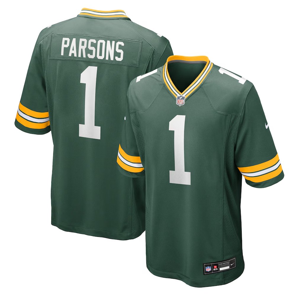 Youth Green Bay Packers #1 Micah Parsons Nike Green Game Player Jersey