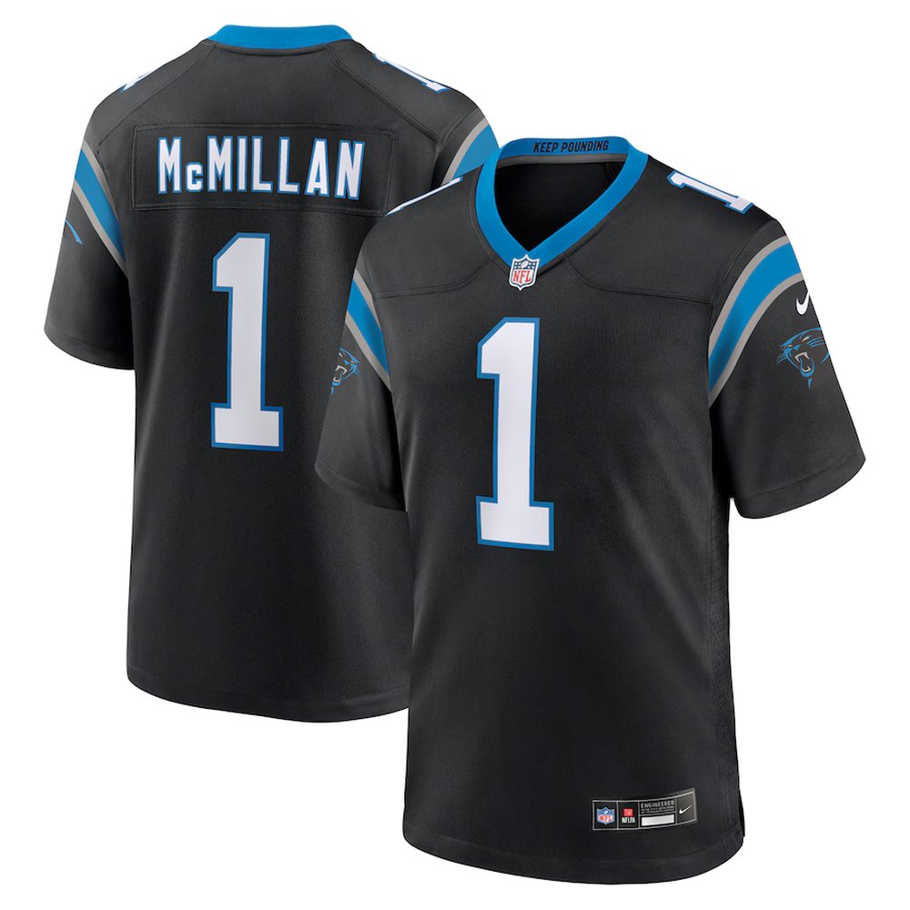 Youth Carolina Panthers #1 Tetairoa McMillan Nike Black 2025 NFL Draft First Round Pick Game Jersey