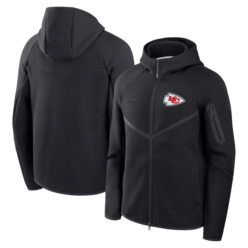 Men's Kansas City Chiefs Nike Black Tech Fleece Full-Zip Windrunner Hoodie