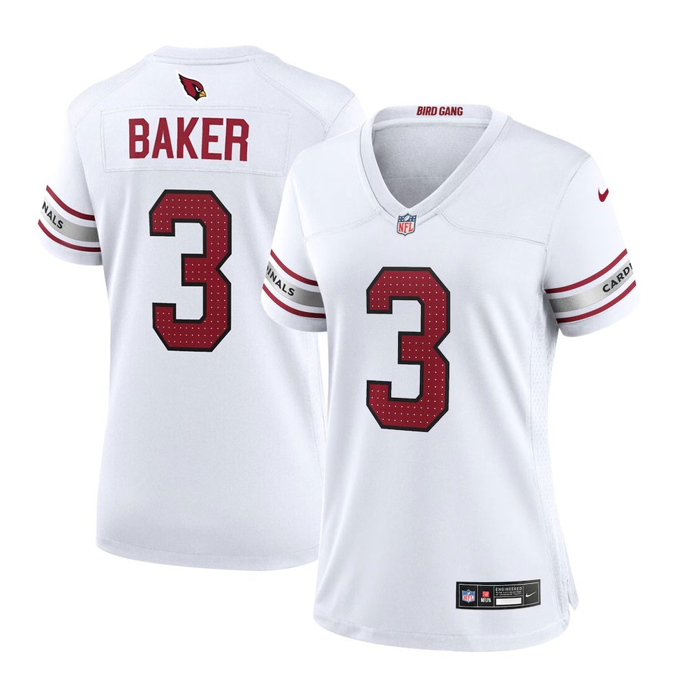 Women's Arizona Cardinals #3 Budda Baker Nike White Team Game Jersey