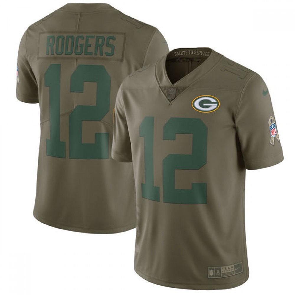 Youth  Green Bay Packers #12 Aaron Rodgers Olive Salute To Service Limited Stitched NFL Jersey
