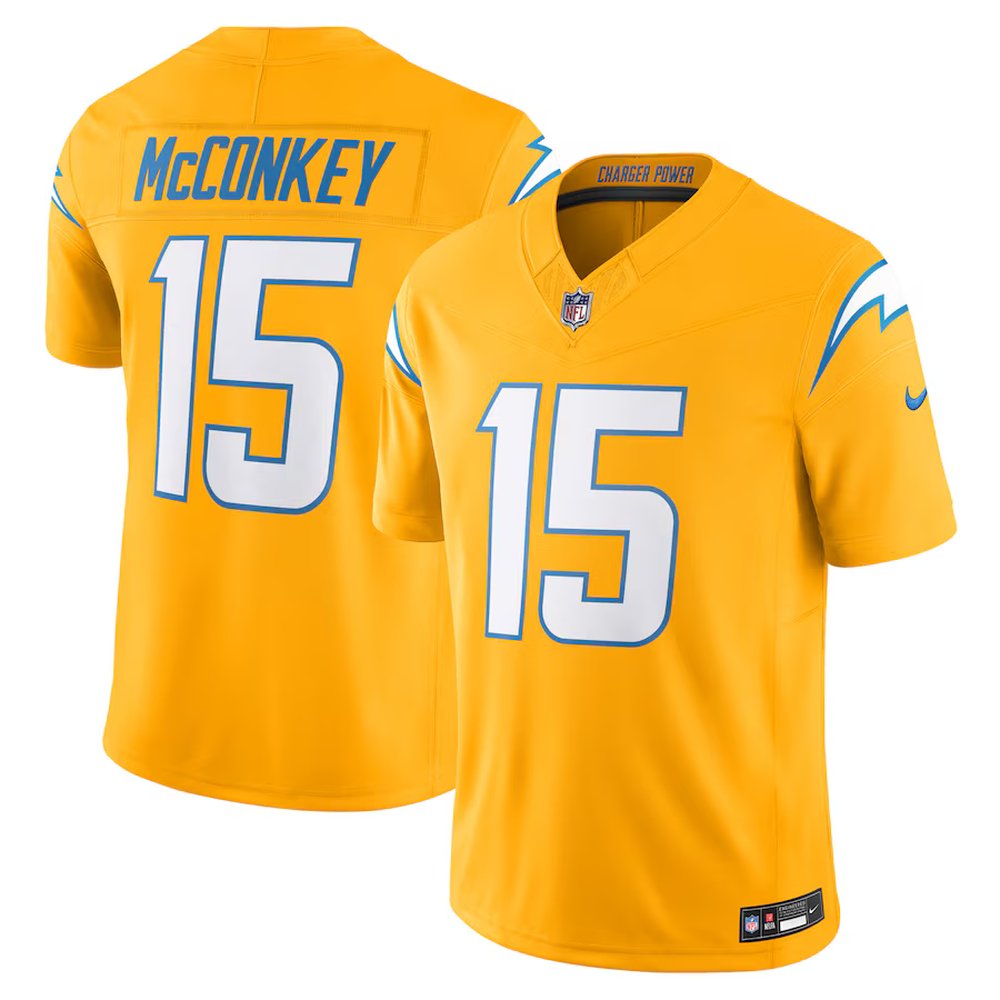 Youth Los Angeles Chargers #15 Ladd McConkey Nike Gold Alternate Charger Power Vapor F.U.S.E. Limited Jersey