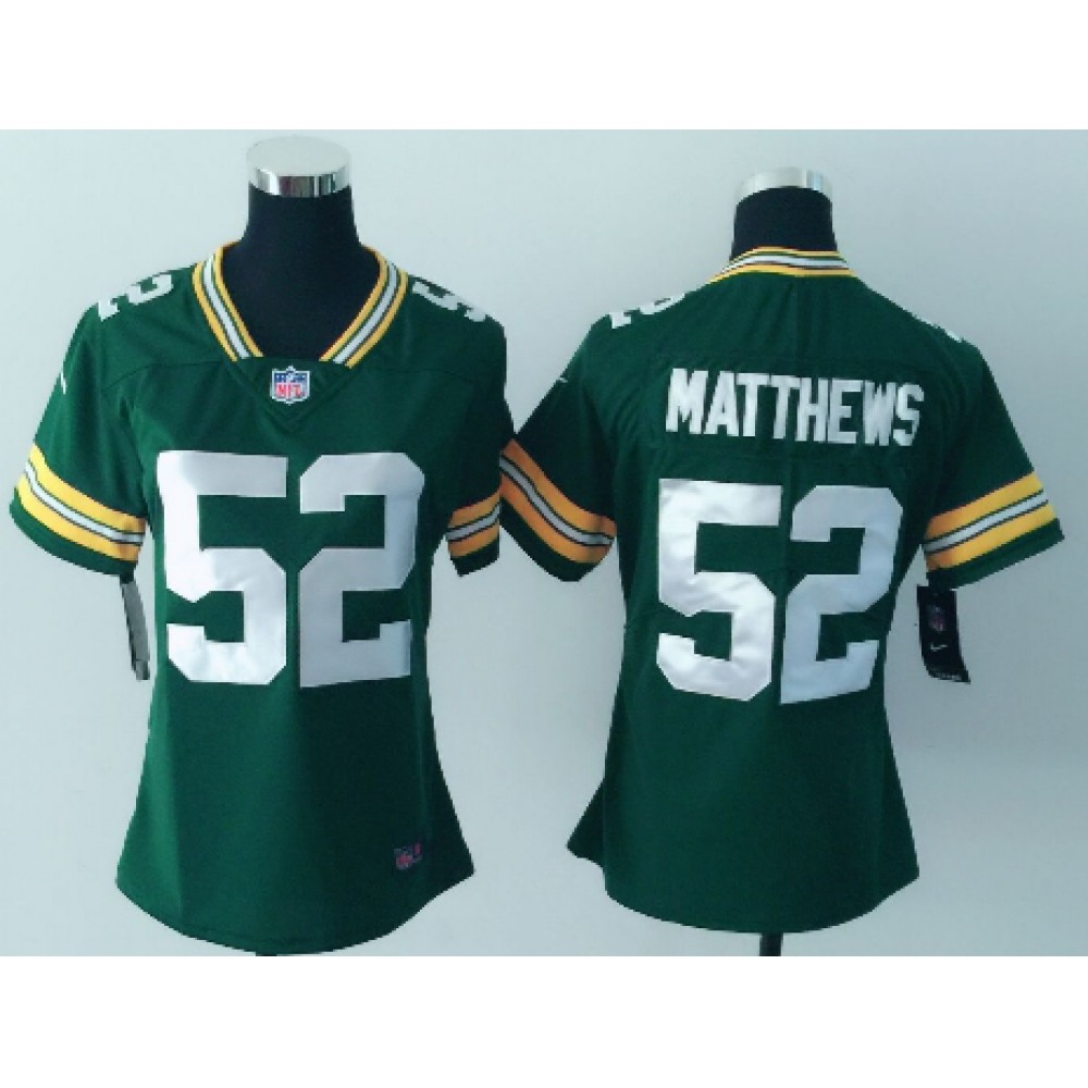 Women's  Green Bay Packers #52 Clay Matthews Green Vapor Untouchable Limited Stitched NFL Jersey