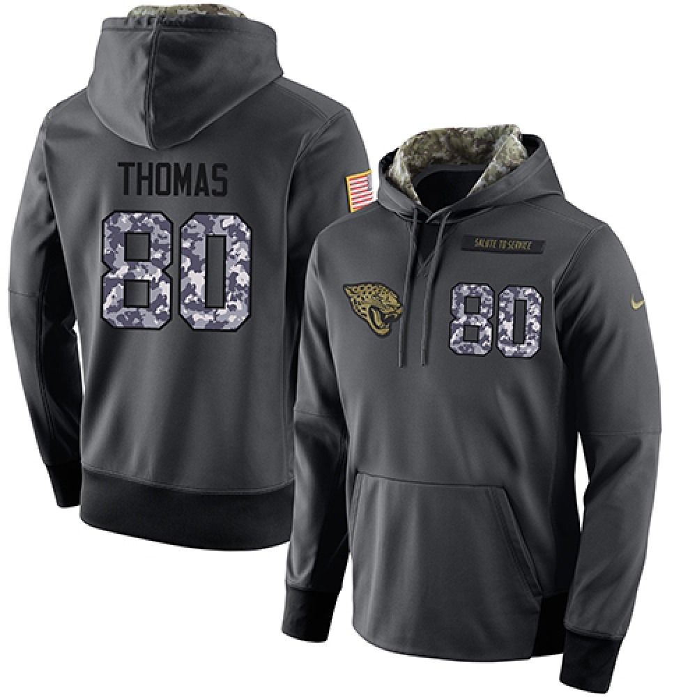 NFL Men's  Jacksonville Jaguars #80 Julius Thomas Stitched Black Anthracite Salute to Service Player Performance Hoodie