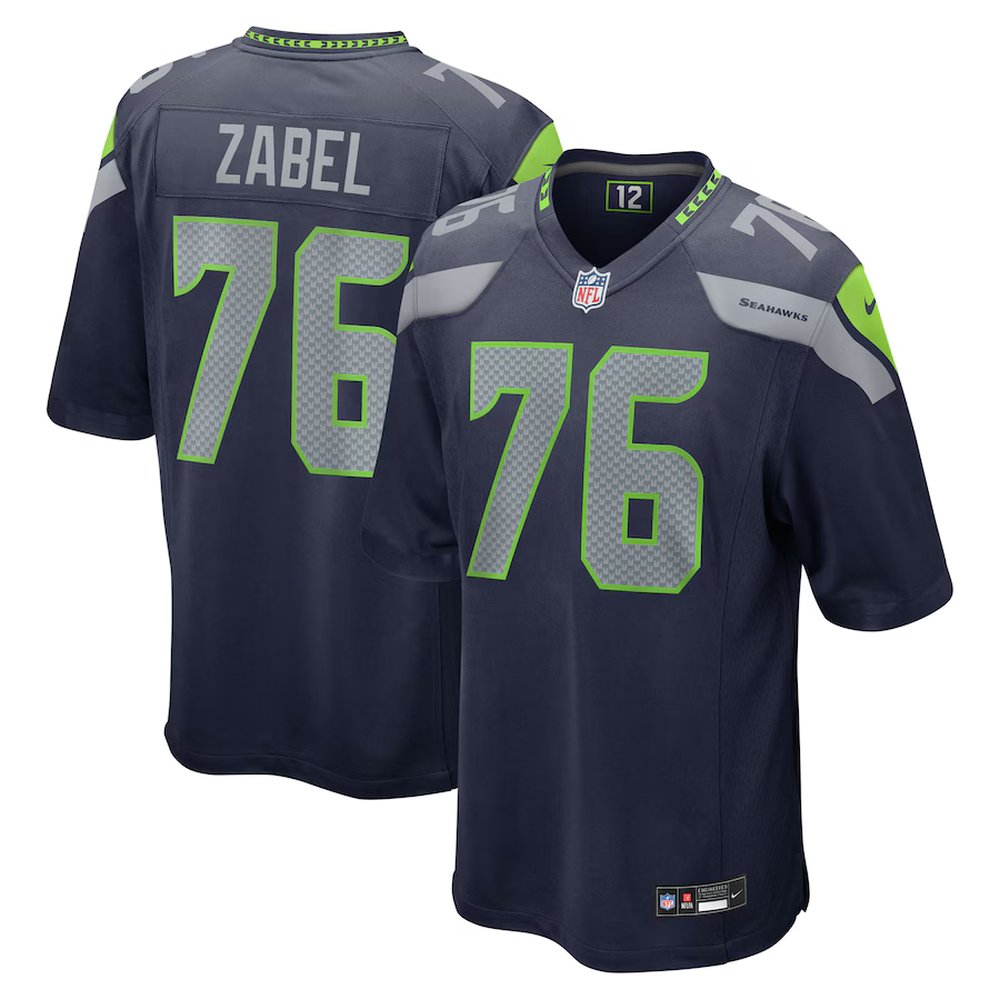 Youth Seattle Seahawks #76 Grey Zabel Nike Navy 2025 NFL Draft First Round Pick Game Jersey