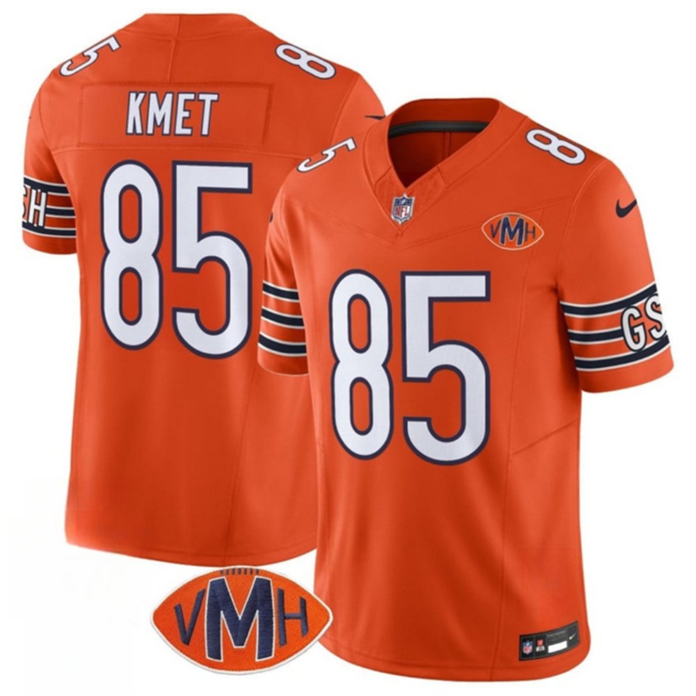 Men's Chicago Bears #85 Cole Kmet Orange 2025 F.U.S.E. With VMH Patch Vapor Untouchable Limited Stitched Football Jersey