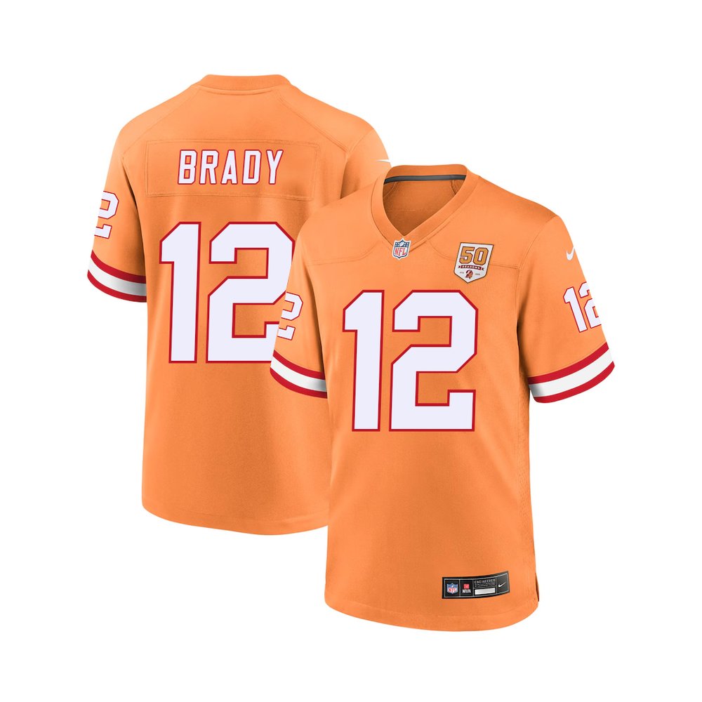 Youth '76 Tampa Bay Buccaneers #12 Tom Brady Nike Orange 50th Season Game Jersey