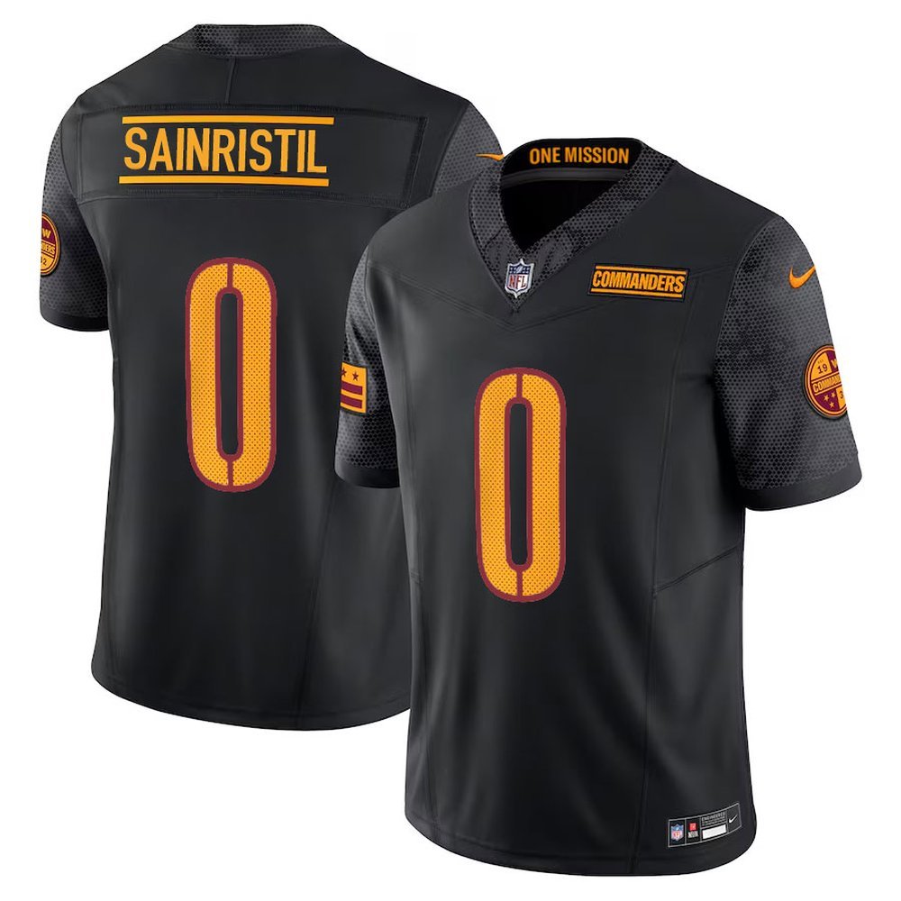 Youth Washington Commanders #0 Mike Sainristil Nike Black F.U.S.E. Vapor Limited Stitched Football Jersey